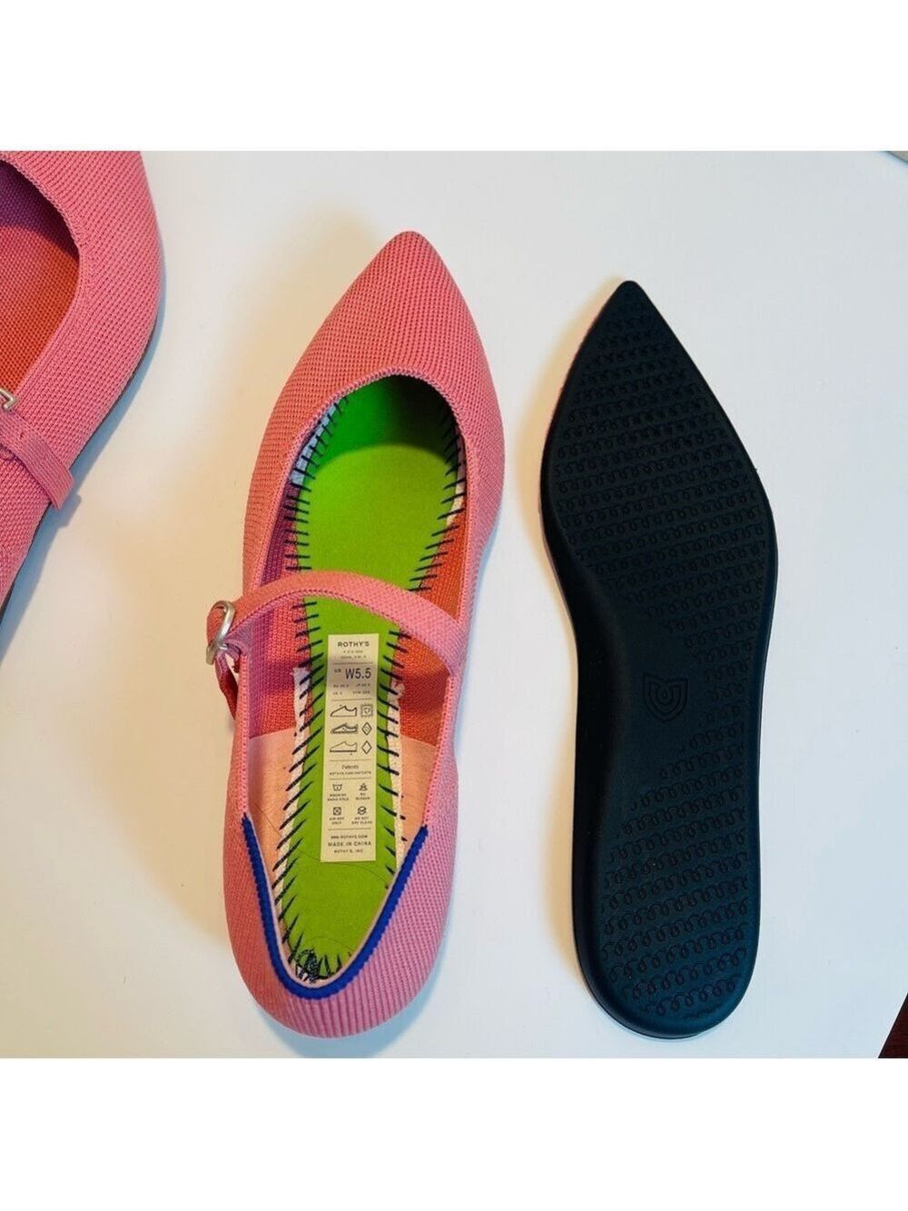 Rothy’s The Point Mary Jane Flats Shoes in Tulip Pink Women’s Size 5.5 - NWOB - Picture 9 of 12